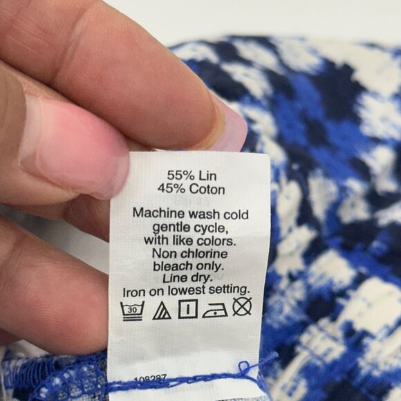 J.Crew Womens Blue & White Patterned Linen-Cotton Blend Drawstrim Shorts Size 2 - Picture 8 of 12